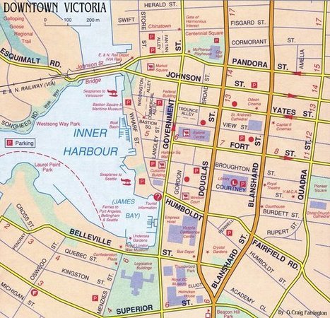 This map shows downtown Victoria